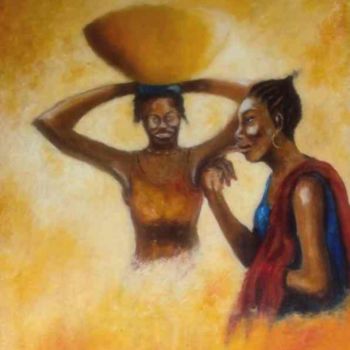 Painting titled "femmes du sahel" by Noufou Kabore, Original Artwork