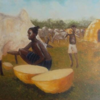 Malerei mit dem Titel "la bergère" von Noufou Kabore, Original-Kunstwerk