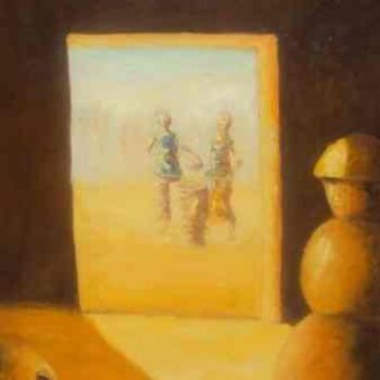 Pittura intitolato "la porte du bohneur" da Noufou Kabore, Opera d'arte originale