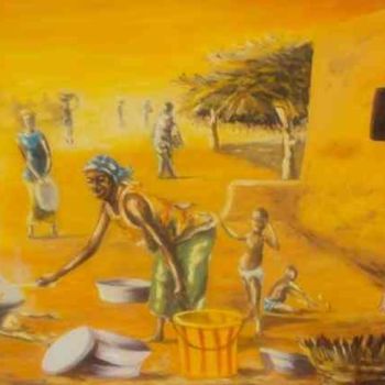 Malerei mit dem Titel "la ménagère" von Noufou Kabore, Original-Kunstwerk