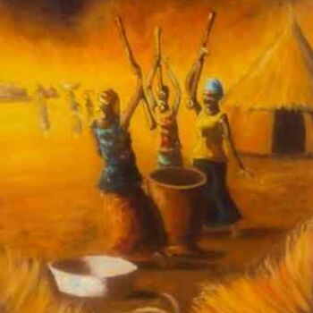Painting titled "les pilleuses" by Noufou Kabore, Original Artwork