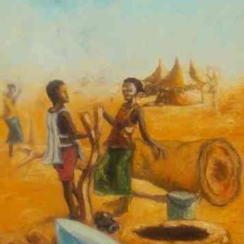 Painting titled "au puit" by Noufou Kabore, Original Artwork