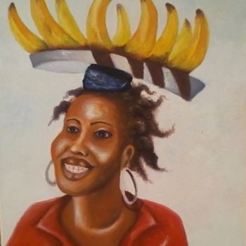 Painting titled "La Vendeuse de Bana…" by Noufou Kabore, Original Artwork