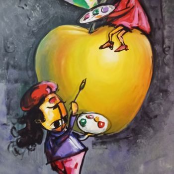 제목이 "Les Artistes Pomme"인 미술작품 Nouhaila Benbella로, 원작, 아크릴