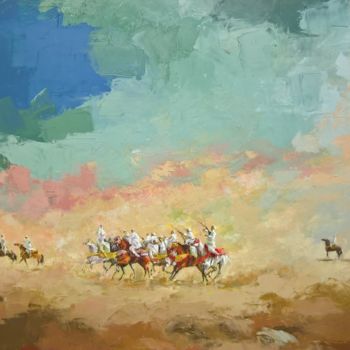 Pittura intitolato "Fantasia au desert" da N.Samak, Opera d'arte originale