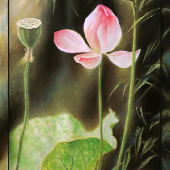 Painting titled "Lotus" by Marina Ait Si Mamar, Original Artwork, Pastel