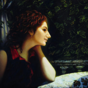 Painting titled "jeune Arménienne" by Marina Ait Si Mamar, Original Artwork, Oil