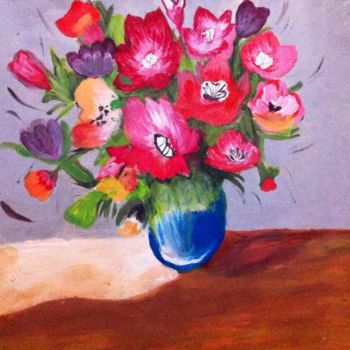 Painting titled "bouquet de fleur" by Nour Marzoug, Original Artwork