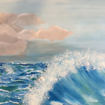 Painting titled "waves" by Noura D.K, Original Artwork, Acrylic Mounted on Glass
