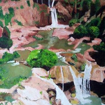 Painting titled "Les cascades" by Noura Ghoul, Original Artwork