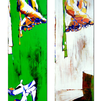 Painting titled "diptyque-feet10" by Boumaaza, Original Artwork