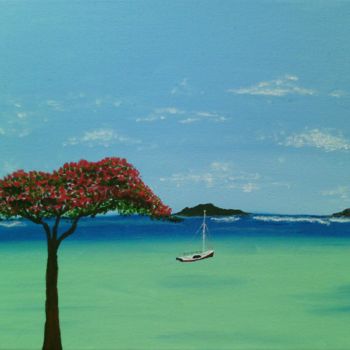 Painting titled "belle île maurice" by Fanny R, Original Artwork, Acrylic