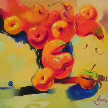 Schilderij getiteld ""Pear bouquet II" A…" door Novikovartfamily, Origineel Kunstwerk, Olie