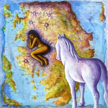 Malarstwo zatytułowany „HORSE WATCHING A WO…” autorstwa Marcelo Novo, Oryginalna praca, Akryl