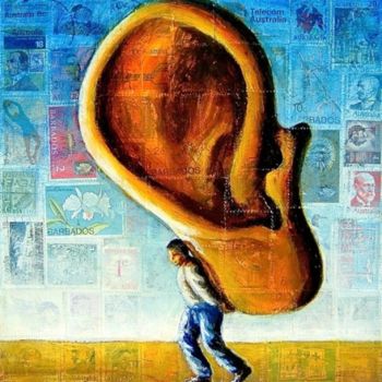 Painting titled "HEAVY LISTENING" by Marcelo Novo, Original Artwork