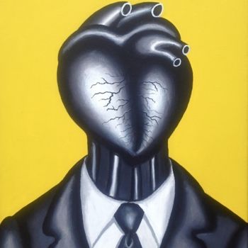 Painting titled "HEART HEAD" by Marcelo Novo, Original Artwork, Oil