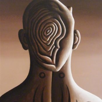 Schilderij getiteld "MAN'S HEAD" door Marcelo Novo, Origineel Kunstwerk, Olie