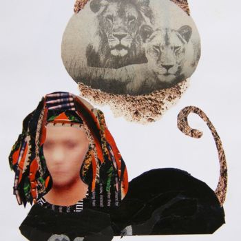 Collagen mit dem Titel "LIONESS" von Marcelo Novo, Original-Kunstwerk