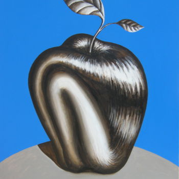 Malerei mit dem Titel "APPLE MAN" von Marcelo Novo, Original-Kunstwerk, Acryl