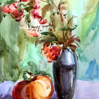 Painting titled "Charity. Pumpkin" by Tatyana Zorina, Original Artwork, Watercolor