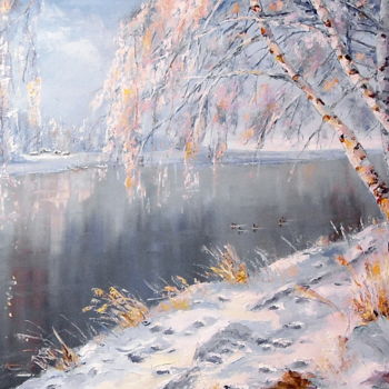 Painting titled "Towards spring. Ele…" by Tatyana Zorina, Original Artwork, Oil