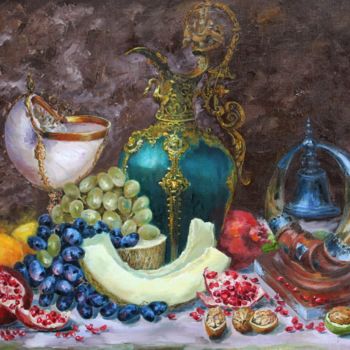 Painting titled "Still life with wal…" by Tatyana Zorina, Original Artwork, Oil