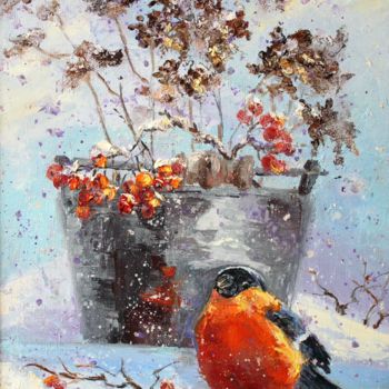 Painting titled "Herald of winter" by Tatyana Zorina, Original Artwork, Oil