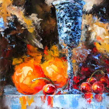 Painting titled "Still life with che…" by Tatyana Zorina, Original Artwork, Oil