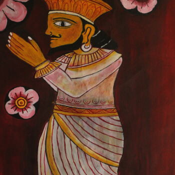 Ζωγραφική με τίτλο "Kandy art" από Nilanga Ranasinghe, Αυθεντικά έργα τέχνης, Ακρυλικό