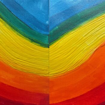 Peinture intitulée "The Yellow Stripe" par Nancy Riedell, Œuvre d'art originale, Acrylique Monté sur Châssis en bois