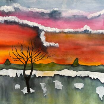 Malerei mit dem Titel "High Desert Sunrise" von Nancy Riedell, Original-Kunstwerk, Aquarell