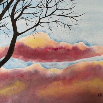 Pittura intitolato "Nevada Sunset" da Nancy Riedell, Opera d'arte originale, Acquarello