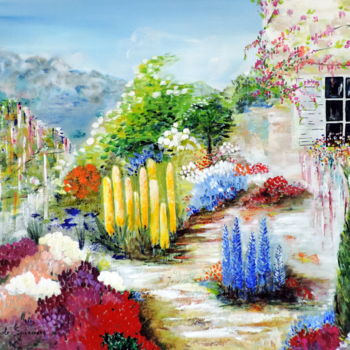 Peinture intitulée "Mes jardins en déli…" par Nicole Spiraers, Œuvre d'art originale, Acrylique Monté sur Châssis en bois