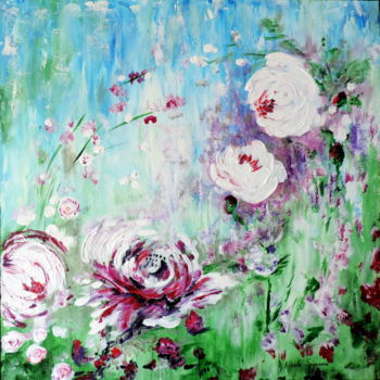 Pintura intitulada "Dans mon jardin d'h…" por Nicole Spiraers, Obras de arte originais, Acrílico