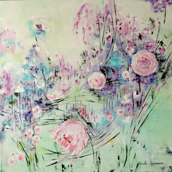 Painting titled "A Fleur de toi... 3" by Nicole Spiraers, Original Artwork, Acrylic Mounted on Wood Stretcher frame