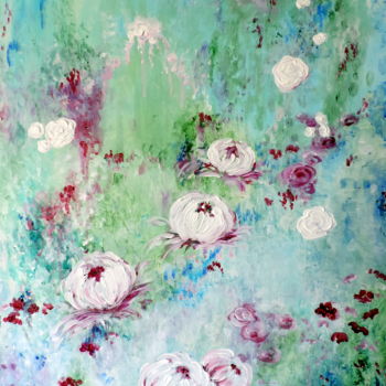 Картина под названием "A Fleur de toi....…" - Nicole Spiraers, Подлинное произведение искусства, Акрил Установлен на Деревян…
