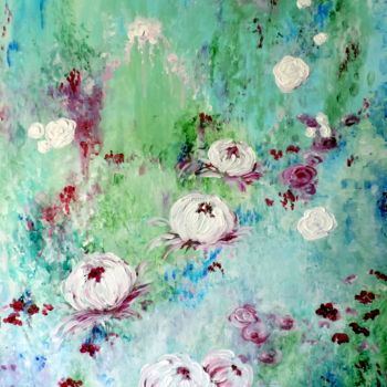 Painting titled "A Fleur de toi 1" by Nicole Spiraers, Original Artwork, Acrylic Mounted on Wood Stretcher frame