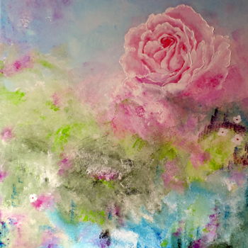 Ζωγραφική με τίτλο "Le parfum d'une rose" από Nicole Spiraers, Αυθεντικά έργα τέχνης, Ακρυλικό Τοποθετήθηκε στο Ξύλινο φορεί…