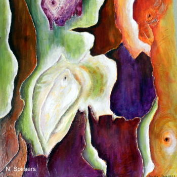 Painting titled "Ecorce d'eucalyptus…" by Nicole Spiraers, Original Artwork, Acrylic