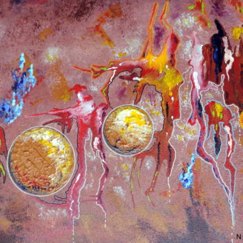 Malerei mit dem Titel "Un monde étrange" von Nicole Spiraers, Original-Kunstwerk, Acryl