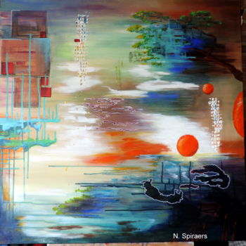 Картина под названием "Ailleurs.... plus l…" - Nicole Spiraers, Подлинное произведение искусства, Акрил Установлен на Деревя…