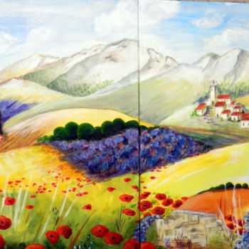 Malerei mit dem Titel "Un jour en Provence" von Nicole Spiraers, Original-Kunstwerk, Acryl