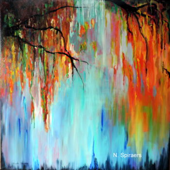 Pintura titulada "Pluie d'automne 1" por Nicole Spiraers, Obra de arte original, Acrílico