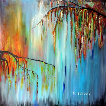 Painting titled "Pluie d'automne 2" by Nicole Spiraers, Original Artwork, Acrylic