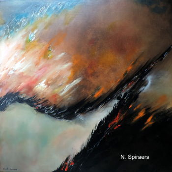 Painting titled "Terres brûlées 2" by Nicole Spiraers, Original Artwork, Acrylic