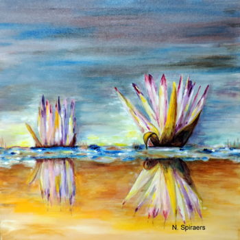 Картина под названием "Lotus" - Nicole Spiraers, Подлинное произведение искусства, Акрил Установлен на Деревянная рама для н…
