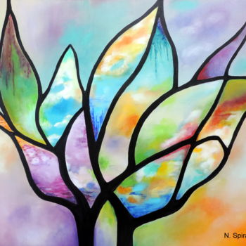 Картина под названием "Fleur de mai" - Nicole Spiraers, Подлинное произведение искусства, Акрил Установлен на Деревянная рам…
