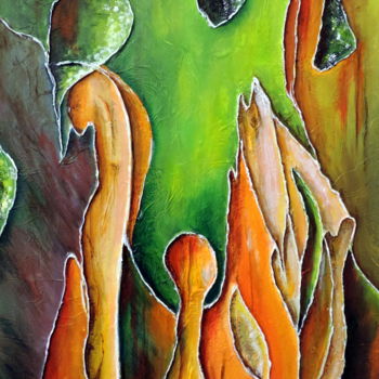 Peinture intitulée "Ecorce d'eucalyptus" par Nicole Spiraers, Œuvre d'art originale, Acrylique