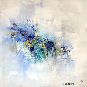 Painting titled "Azur 1" by Nicole Spiraers, Original Artwork, Acrylic Mounted on Wood Stretcher frame