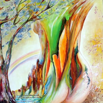 Картина под названием "Mon arc-en-ciel" - Nicole Spiraers, Подлинное произведение искусства, Акрил Установлен на Деревянная…